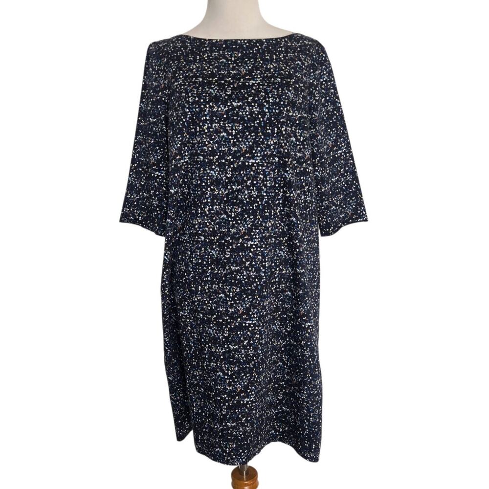 COS Womens Printed Shift Dress Artsy Abstract Geometric Career Navy Work 10